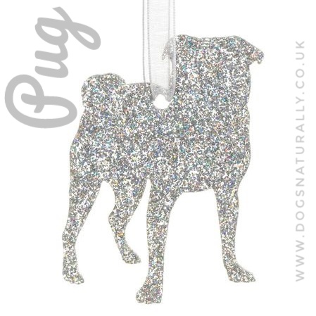 Pug Glitter Decoration (Silver)